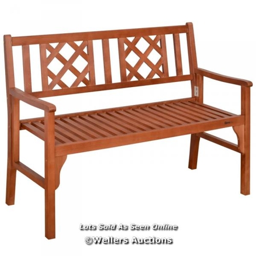 8094 - RRP: 159.99 - OUTSUNNY FOLDABLE GARDEN BENCH, 2-SEATER PATIO WOODEN BENCH, LOVESEAT CHAIR WITH BACKR... 