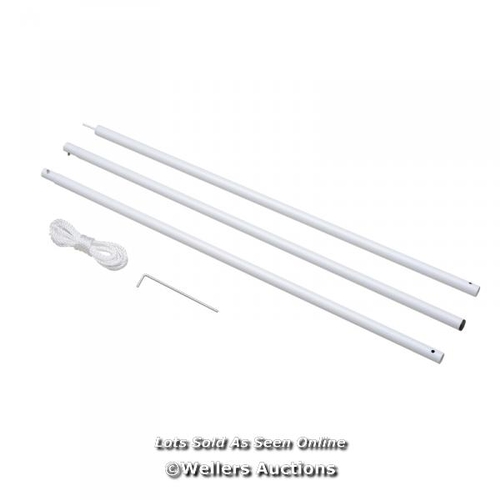 8127 - RRP: 29.99 - OUTSUNNY 3(M) AWNING SAIL SHADE CANOPY POLE KIT ADJUSTABLE POLE WITH ROPE METAL - WHITE... 