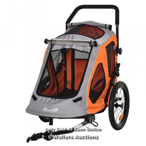 8128 - RRP: 209.99 - PAWHUT 2-IN-1 DOG BIKE TRAILER PET CARRIER STROLLER REFLECTOR 140 X 71 X 105CM / SEE A... 