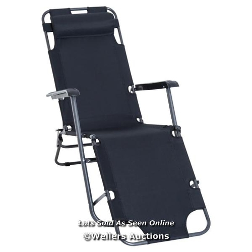 8139 - RRP: 69.99 - OUTSUNNY METAL FRAME 2 IN 1 SUN LOUNGER W/ PILLOW BLACK / SEE ADDITIONAL IMAGES FOR CON... 