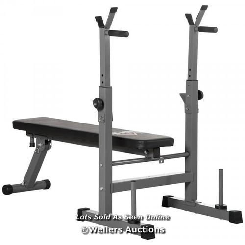 8141 - RRP: 119.99 - HOMCOM ADJUSTABLE WEIGHT BENCH, FOLDABLE BENCH PRESS WITH BARBELL RACK AND DIP STATION... 