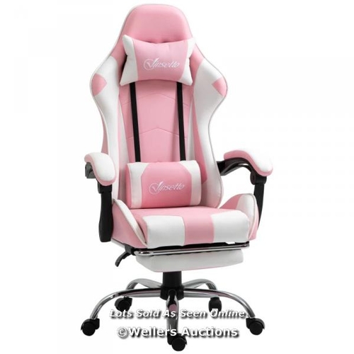 8165 - RRP: 129.99 - VINSETTO PINK COMPUTER GAMING CHAIR, DESK CHAIR WITH 135� RECLINING BACK AND RETRACTAB... 