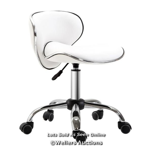 8166 - RRP: 69.99 - HOMCOM ADJUSTABLE ROLLING SWIVEL BEAUTY SALON CHAIR, STOOL FOR SPA, TECHNICIAN - WHITE ... 