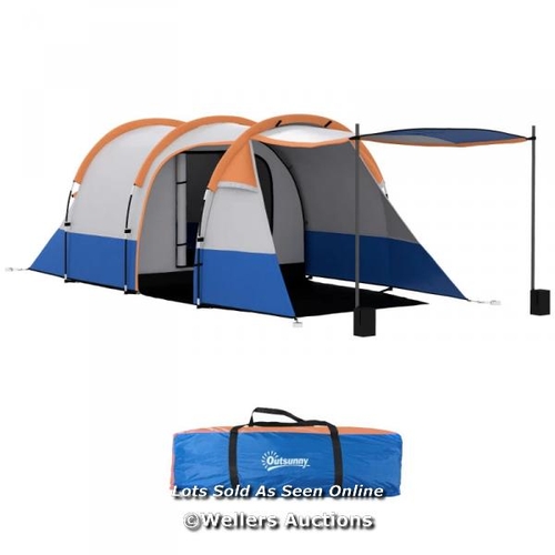 8169 - RRP: 89.99 - OUTSUNNY CAMPING TENT, LARGE TUNNEL TENT WITH BEDROOM AND LIVING AREA, 2000MM WATERPROO... 