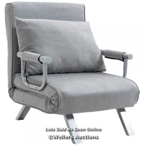 8171 - RRP: 159.99 - HOMCOM SUEDETTE ADJUSTABLE BACK FUTON SOFA CHAIR - GREY / SEE ADDITIONAL IMAGES FOR CO... 