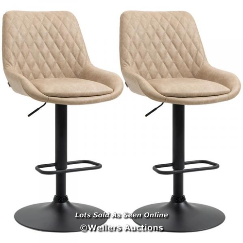 8195 - RRP: 149.99 - HOMCOM RETRO BAR STOOLS SET OF 2, ADJUSTABLE KITCHEN STOOL, UPHOLSTERED BAR CHAIRS WIT... 