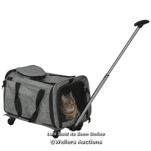 8231 - RRP: 59.99 - PAWHUT 4 IN 1 PET CARRIER ON WHEELS FOR CATS, MINIATURE DOGS WITH TELESCOPIC HANDLE, ST... 