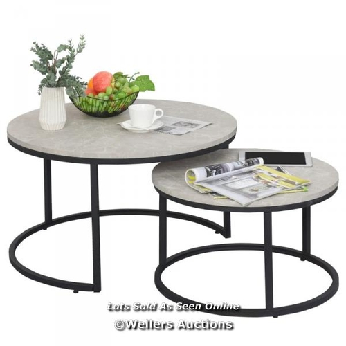 8238 - RRP: 109.99 - HOMCOM SET OF TWO MARBLE-EFFECT STACKING TABLES - WOOD GREY / SEE ADDITIONAL IMAGES FO... 