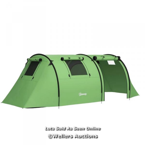 8245 - RRP: 99.99 - OUTSUNNY FOUR MAN DUO ROOM TUNNEL TENT, WITH ACCESSORIES - GREEN / SEE ADDITIONAL IMAGE... 