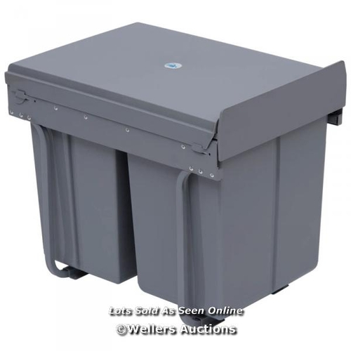 8269 - RRP: 59.99 - HOMCOM KITCHEN RECYCLE WASTE BIN PULL OUT SOFT CLOSE DUSTBIN RECYCLING CABINET TRASH CA... 