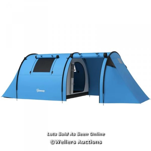 8276 - RRP: 76.99 - OUTSUNNY 2 ROOM CAMPING FAMILY TENT FOR 3-4 MAN, 3000MM WATERPROOF, SKY BLUE / SEE ADDI... 