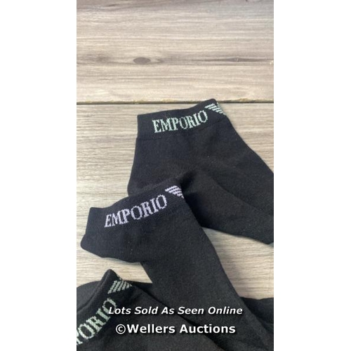 7475 - EMPORIO ARMANI TRAINER SOCK 3PK CASUAL L/XL 00220 BL / L-XL / APPEARS NEW & UNWORN / SEE IMAGES FOR ... 