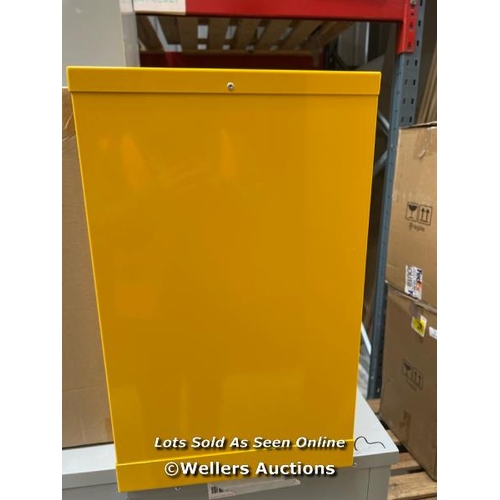 29 - SLIM FLAMMABLE MATERIAL STORAGE CABINET COSHH - 615HX920WX380MMD / NEW WITH KEYS, SOME SLIGHT COSMET... 