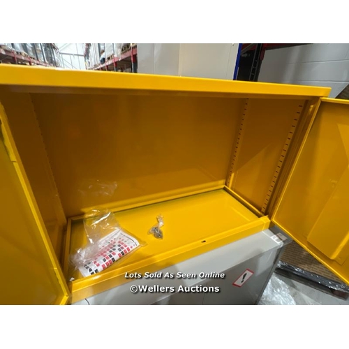 29 - SLIM FLAMMABLE MATERIAL STORAGE CABINET COSHH - 615HX920WX380MMD / NEW WITH KEYS, SOME SLIGHT COSMET... 