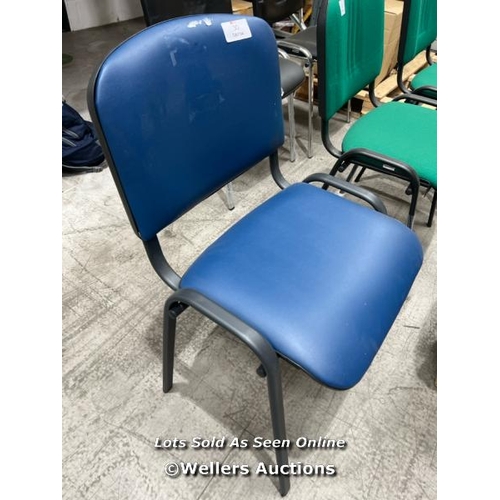 30 - HUMPHREYS BLUE VINYL WITH BLACK FRAME STACKING CHAIR  / RRP: �54.90 / COLLECTION FROM DARTFORD / DEL... 