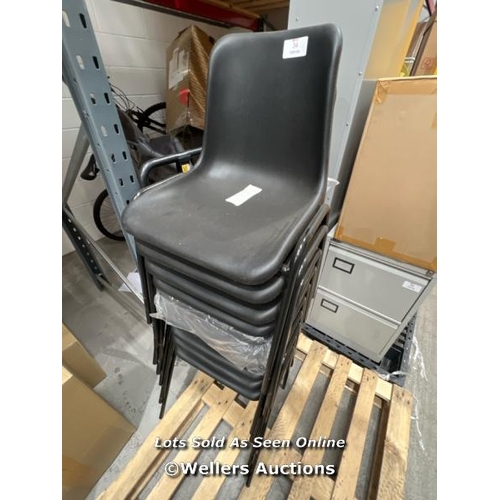 34 - X10 BLACK STACKING MEETING ROOM CHAIRS, POLYPROPYLENE / COLLECTION FROM DARTFORD / DELIVERY AVAILABL... 