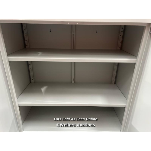 86 - 2 SHELF GREY FLAT PACK CUPBOARD HXWXD 1000X916X422MM / WITH KEYS / COLLECTION FROM DARTFORD / DELIVE... 