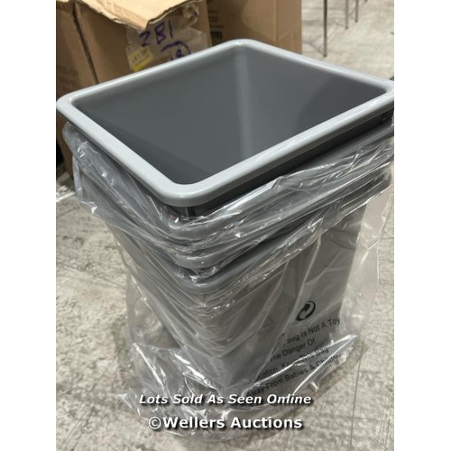 93 - X4 GREY 27L CAPACITY SQUARE PLASTIC WASTE PAPER BIN, NO LIDS / COLLECTION FROM DARTFORD / DELIVERY A... 