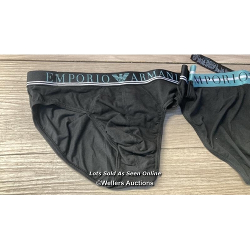 4055 - EMPORIO ARMANI BRIEF 2PK MIXED WB BLK CNTRST WB M 73 / M / APPEARS NEW