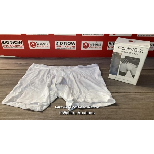 4057 - CALVIN KLEIN BXRBRIEF 2PK MOD STRUC BURG/ORG/WHT L  / LARGE / APPEARS NEW