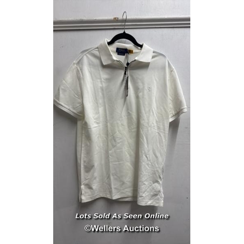 4146 - POLO RALPH LAUREN POLO HALF ZIP SHORT SLEEVE STRETCH MESH / L / WHITE / RRP: 139 / APPEARS NEW - SEE... 