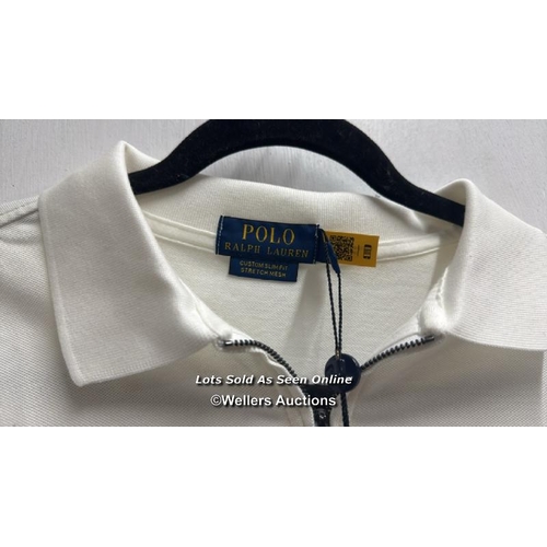 4146 - POLO RALPH LAUREN POLO HALF ZIP SHORT SLEEVE STRETCH MESH / L / WHITE / RRP: 139 / APPEARS NEW - SEE... 