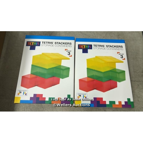 9047 - 2X TETRIS STACKERS STORAGE CONTAINERS / SET OF 3 / NEW  / H34