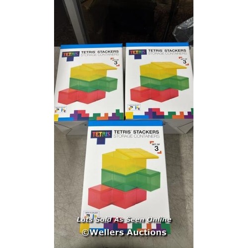 9048 - 3X TETRIS STACKERS STORAGE CONTAINERS / SET OF 3 / NEW  / BP