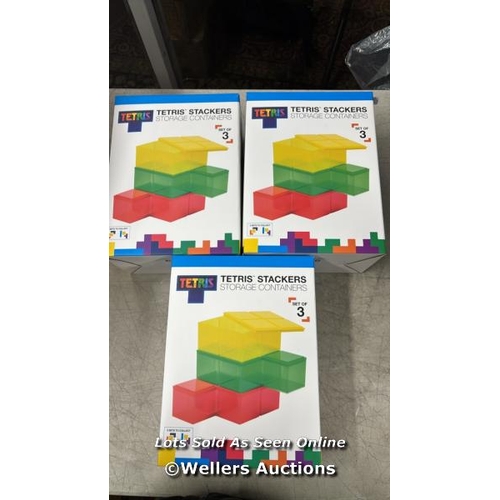 9048 - 3X TETRIS STACKERS STORAGE CONTAINERS / SET OF 3 / NEW  / BP