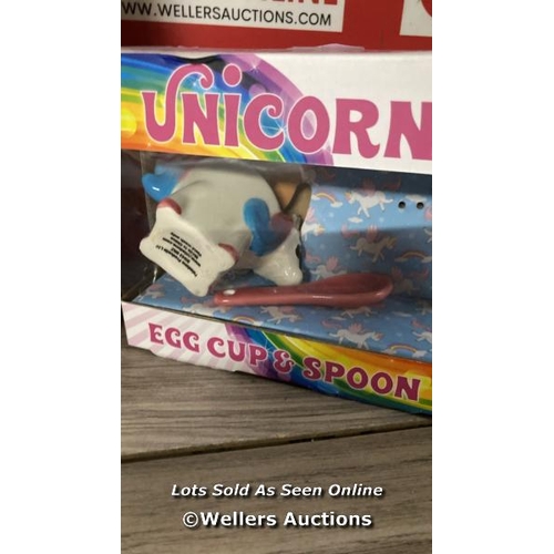 9257 - 4X UNICORN EGG AND SPOON / NEW / G35