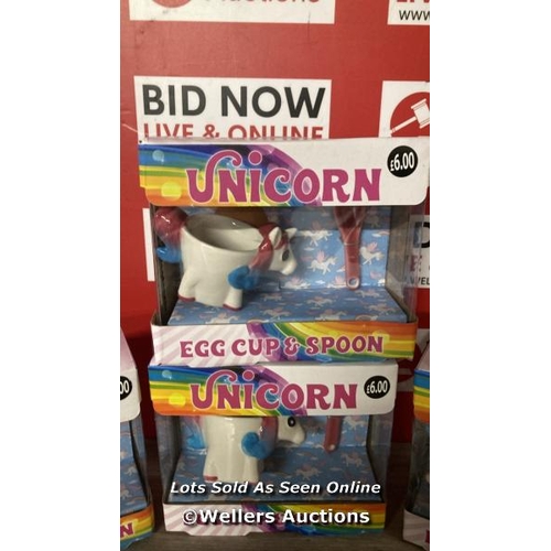 9257 - 4X UNICORN EGG AND SPOON / NEW / G35