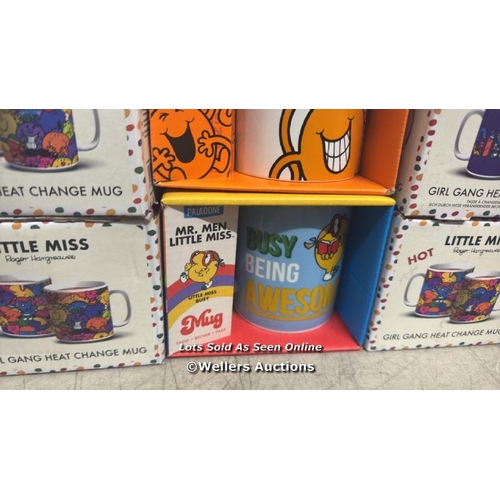 9263 - 8X GIRL GANG HEAT MUGS AND MR MEN MUGS / NEW / G36