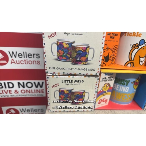 9263 - 8X GIRL GANG HEAT MUGS AND MR MEN MUGS / NEW / G36