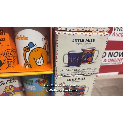 9263 - 8X GIRL GANG HEAT MUGS AND MR MEN MUGS / NEW / G36