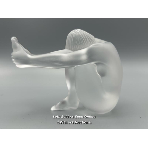 49 - Lalique frosted crystal figurine 'Nude Temptation', 7cm high, signed (Lot subject to VAT)