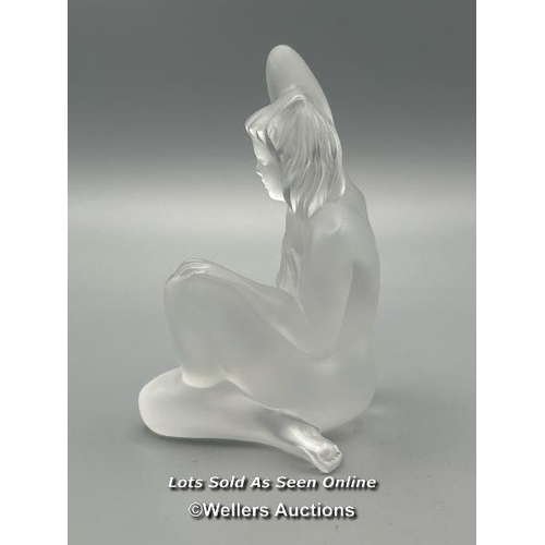 50 - Lalique frosted crystal figurine 'Seated Nude' 10cm high, signed (Lot subject to VAT)