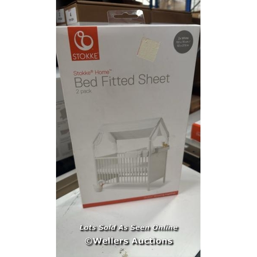 92 - RRP: 45 STOKKE HOME BED FITTED SHEET ONE SIZE WHITE 2 PACK / NEW / COLLECTION FROM DARTFORD