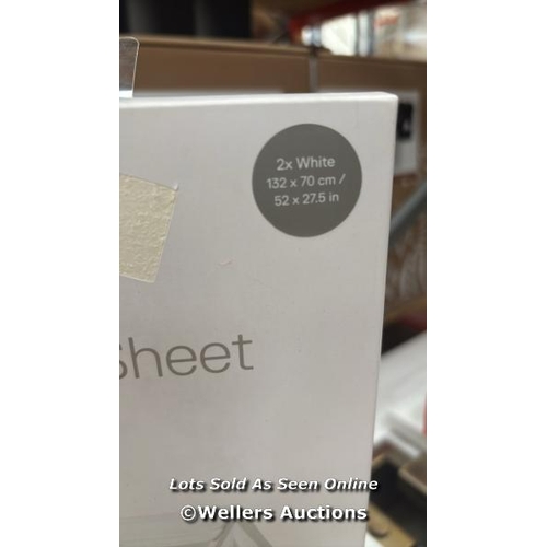 92 - RRP: 45 STOKKE HOME BED FITTED SHEET ONE SIZE WHITE 2 PACK / NEW / COLLECTION FROM DARTFORD