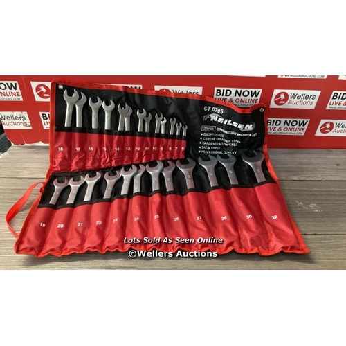 8005 - NEILSEN CT0795 SPANNER SET 25PC (COMBINATION-SATIN FINISH) 6-32MM, SILVER / APPEARS NEW OPEN BOX  / ... 