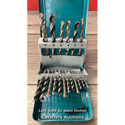 8007 - MAKITA D-47173 MIXED DRILL SET METAL BOX - MULTI-COLOUR (18-PIECE) / MINIMAL SIGNS OF USE / COMPLETE... 