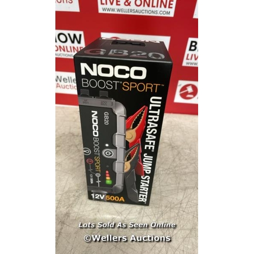 8016 - NOCO BOOST SPORT GB20 500A ULTRASAFE CAR JUMP STARTER, JUMP STARTER POWER PACK, 12V BATTERY BOOSTER,... 