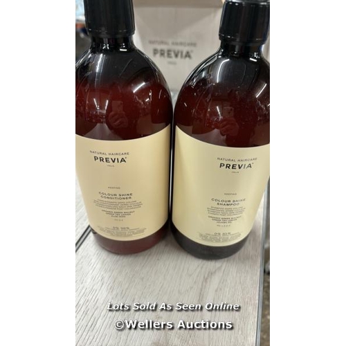 8108 - X2 NEW PREVIA ITALIAN NATURAL HAIRCARE - COLOUR SHINE SHAMPOO AND CONDITIONER - 1000ML  / F31