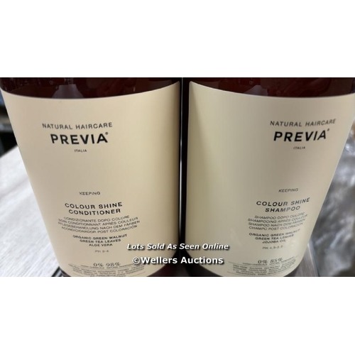 8113 - X2 NEW PREVIA ITALIAN NATURAL HAIRCARE - COLOUR SHINE SHAMPOO AND CONDITIONER - 1000ML  / F31