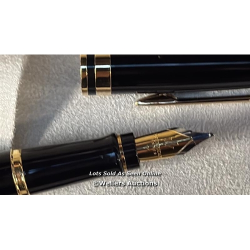 8297 - WATERMAN EXPERT FOUNTAIN PEN | GLOSS BLACK WITH 23K GOLD TRIM | MEDIUM NIB | GIFT BOX / MINIMAL SIGN... 