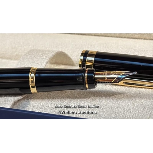 8297 - WATERMAN EXPERT FOUNTAIN PEN | GLOSS BLACK WITH 23K GOLD TRIM | MEDIUM NIB | GIFT BOX / MINIMAL SIGN... 