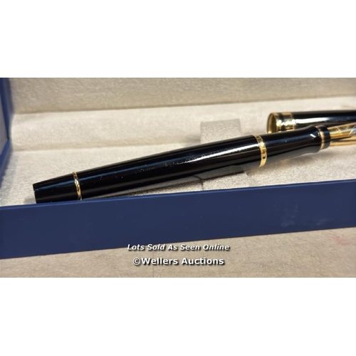 8297 - WATERMAN EXPERT FOUNTAIN PEN | GLOSS BLACK WITH 23K GOLD TRIM | MEDIUM NIB | GIFT BOX / MINIMAL SIGN... 