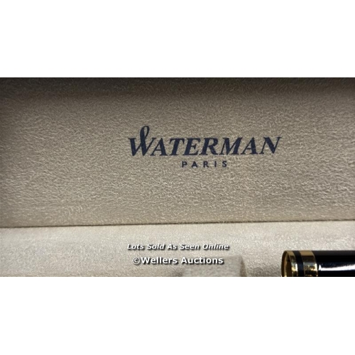 8297 - WATERMAN EXPERT FOUNTAIN PEN | GLOSS BLACK WITH 23K GOLD TRIM | MEDIUM NIB | GIFT BOX / MINIMAL SIGN... 