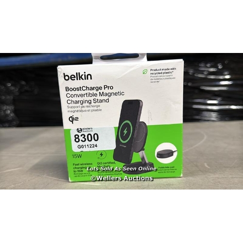 8300 - BELKIN BOOSTCHARGE PRO 15W CONVERTIBLE MAGNETIC WIRELESS CHARGING STAND, MAGSAFE COMPATIBLE FAST QI2... 