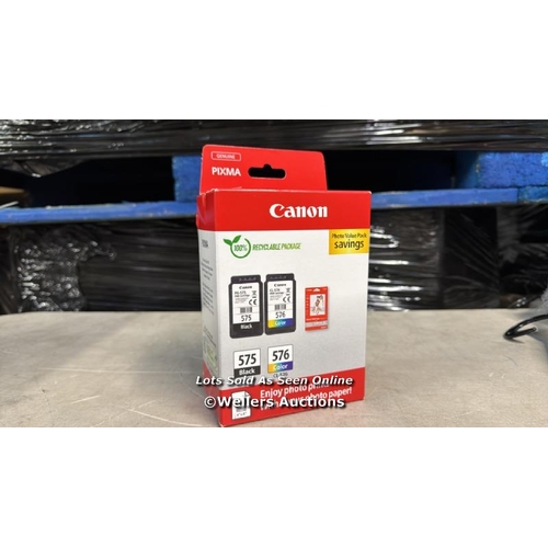 8316 - CANON PG-575 / CL-576 GENUINE INK CARTRIDGES, PACK OF 2 (1 X BLACK, 1 X COLOUR); INCLUDES 50 SHEETS ... 