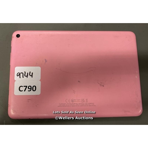 9744 - AMAZON KINDLE /MODEL R2SP8T / ACCOUNT LOCKED /  PINK / SCREEN DAMAGE